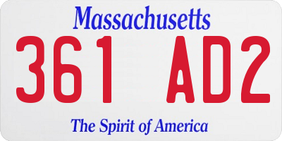 MA license plate 361AD2