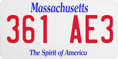 MA license plate 361AE3