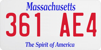 MA license plate 361AE4