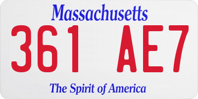 MA license plate 361AE7