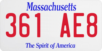 MA license plate 361AE8