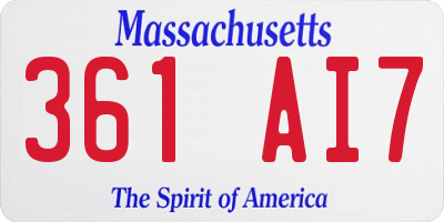 MA license plate 361AI7