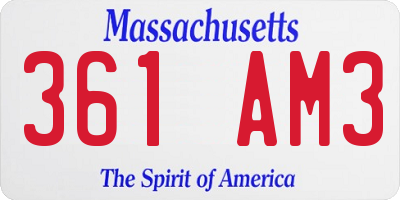 MA license plate 361AM3