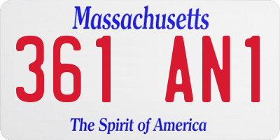 MA license plate 361AN1