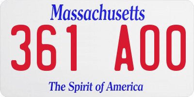 MA license plate 361AO0
