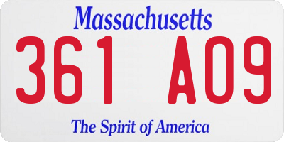 MA license plate 361AO9