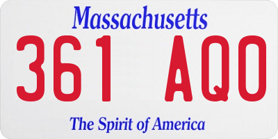 MA license plate 361AQ0