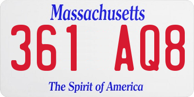 MA license plate 361AQ8