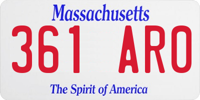 MA license plate 361AR0