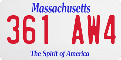 MA license plate 361AW4