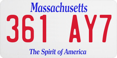 MA license plate 361AY7