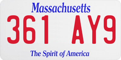 MA license plate 361AY9