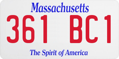 MA license plate 361BC1