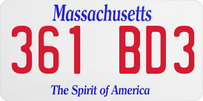 MA license plate 361BD3