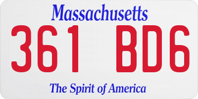 MA license plate 361BD6