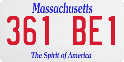 MA license plate 361BE1