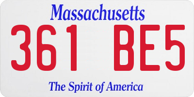 MA license plate 361BE5