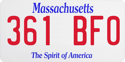 MA license plate 361BF0