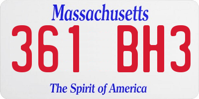 MA license plate 361BH3
