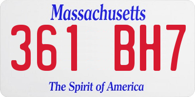 MA license plate 361BH7