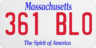 MA license plate 361BL0