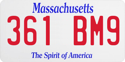 MA license plate 361BM9