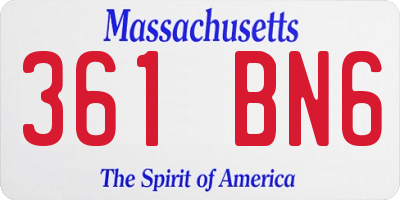 MA license plate 361BN6