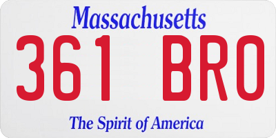 MA license plate 361BR0