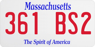 MA license plate 361BS2
