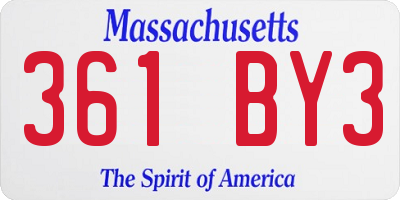 MA license plate 361BY3