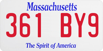 MA license plate 361BY9