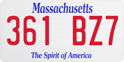 MA license plate 361BZ7