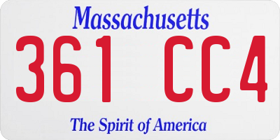 MA license plate 361CC4