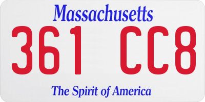 MA license plate 361CC8