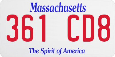 MA license plate 361CD8