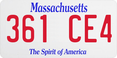 MA license plate 361CE4