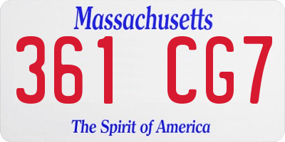 MA license plate 361CG7
