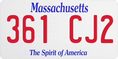 MA license plate 361CJ2