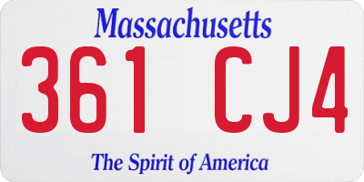 MA license plate 361CJ4