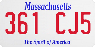 MA license plate 361CJ5