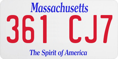 MA license plate 361CJ7