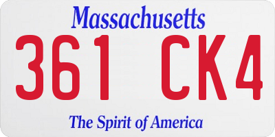 MA license plate 361CK4