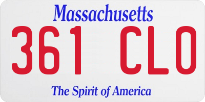 MA license plate 361CL0