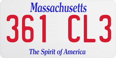 MA license plate 361CL3