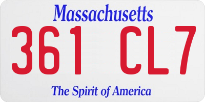 MA license plate 361CL7