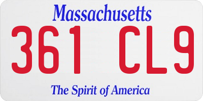 MA license plate 361CL9