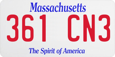 MA license plate 361CN3