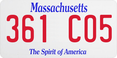 MA license plate 361CO5