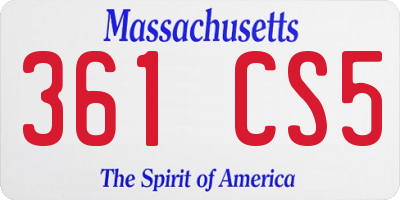 MA license plate 361CS5