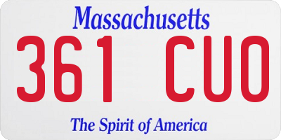 MA license plate 361CU0